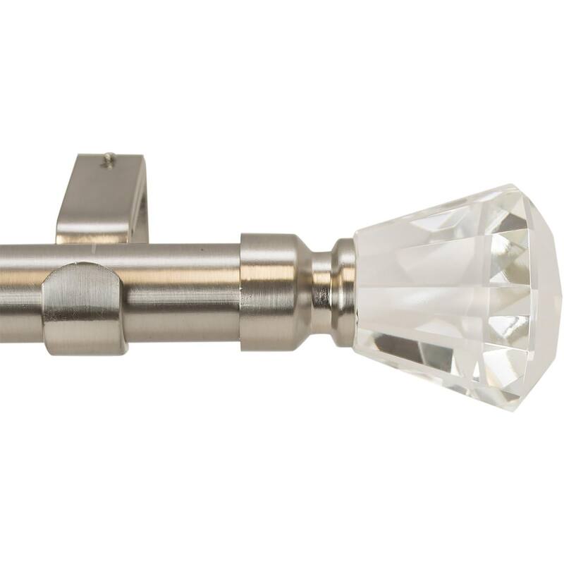 Meriville Tondo Crystal Finial 1-Inch Diameter Single Window Curtain Rod