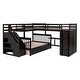 preview thumbnail 4 of 7, Twin-Twin over Full L-Shaped Bunk Bed with Portable Desk and Wardrobe, Wooden Kids Loft Bed Frame with 3-Drawers, Espresso