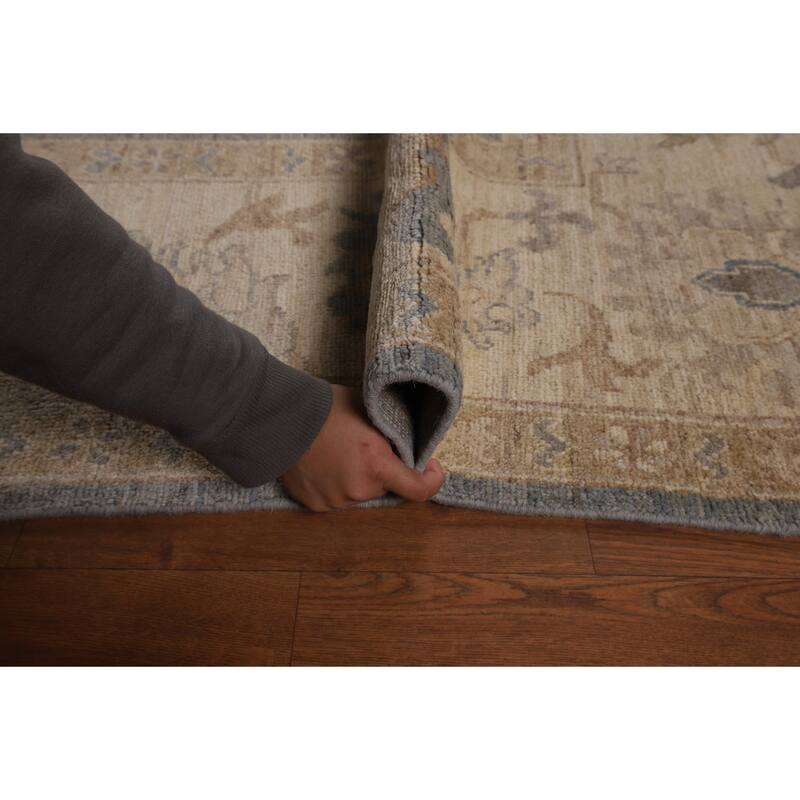 Gray Vegetable Dye Oushak Turkish Area Rug Hand-Knotted Wool Carpet - 8'9"x 11'9"