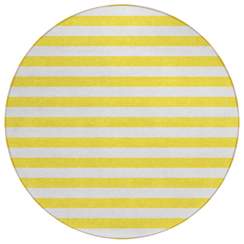 Machine Washable Indoor/ Outdoor Cabana Striped Chantille Rug