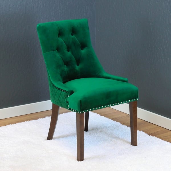 slide 17 of 25, Silver Orchid Flohr Tufted Velvet Dining Chairs (Set of 2) Emerald Green