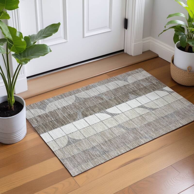 Machine Washable Indoor/ Outdoor Modern Finch Chantille Rug