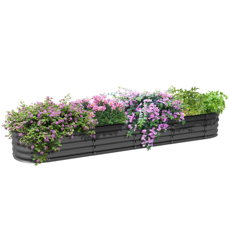 Outsunny 7.9' x 2' x 1' Galvanized Raised Garden Bed Kit, Outdoor Metal Elevated Planter Box with Safety Edging