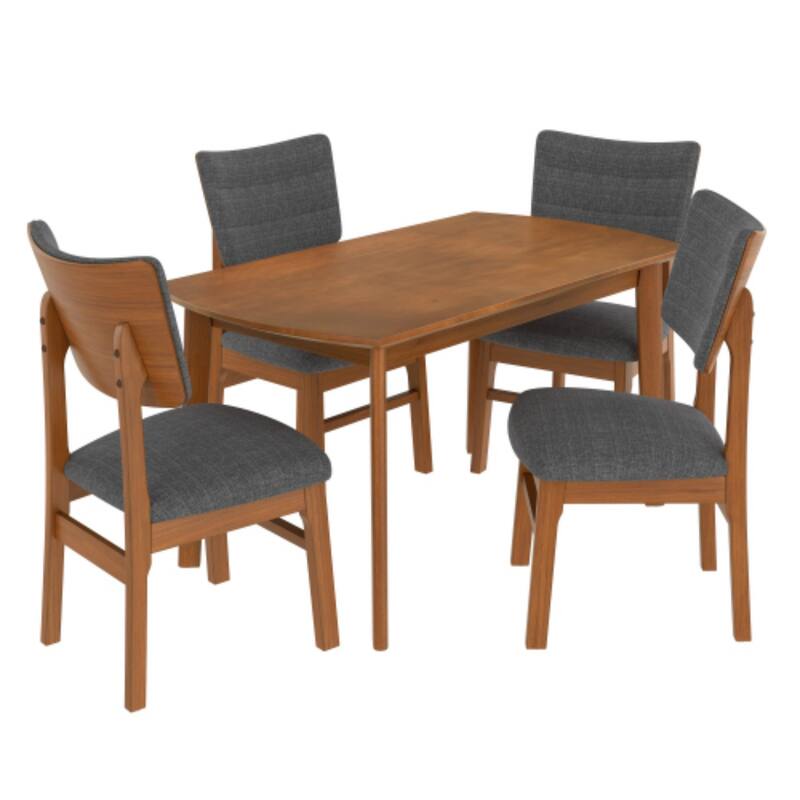 Solid Wood Dining Table with 4 Upholstered Chairs by Harper&Bright Designs