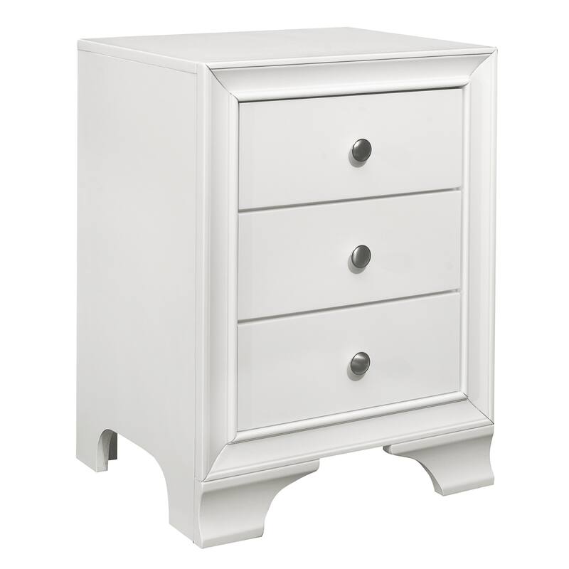 3-Drawers Nightstand with 2 USB Ports 1pc Bedside Table