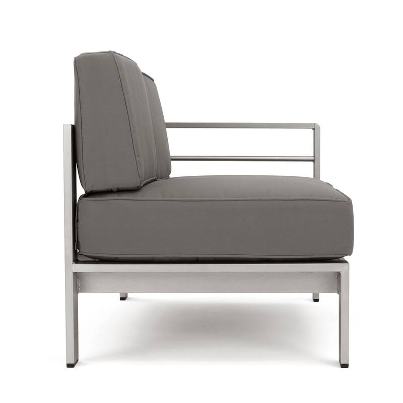 Cape Coral Outdoor Modern 7 Seater Aluminum Chat Set with Ottomans by Christopher Knight Home