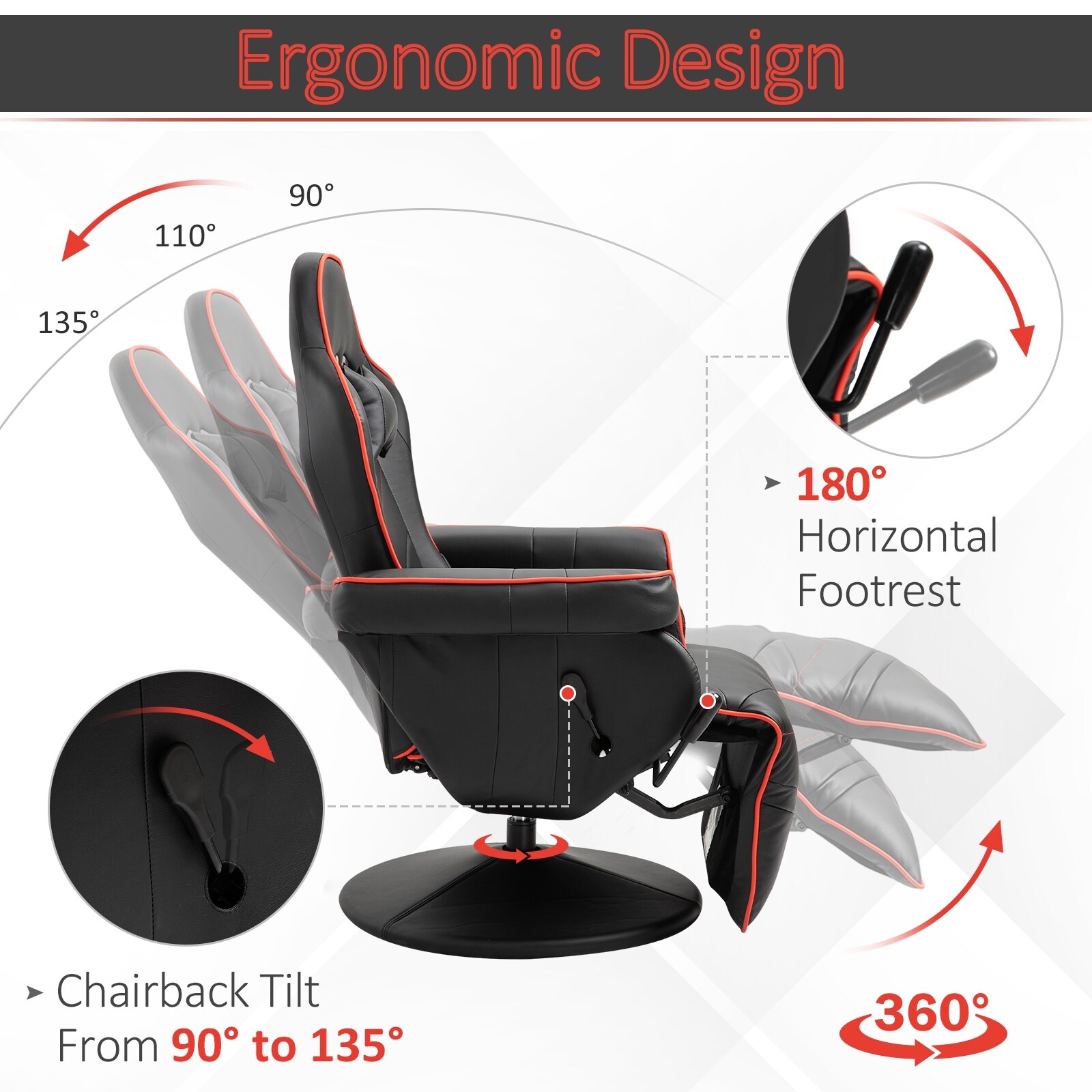 Vinsetto home comfortable office video game sofa swivel chair with a strong ergonomic discount design & quality material