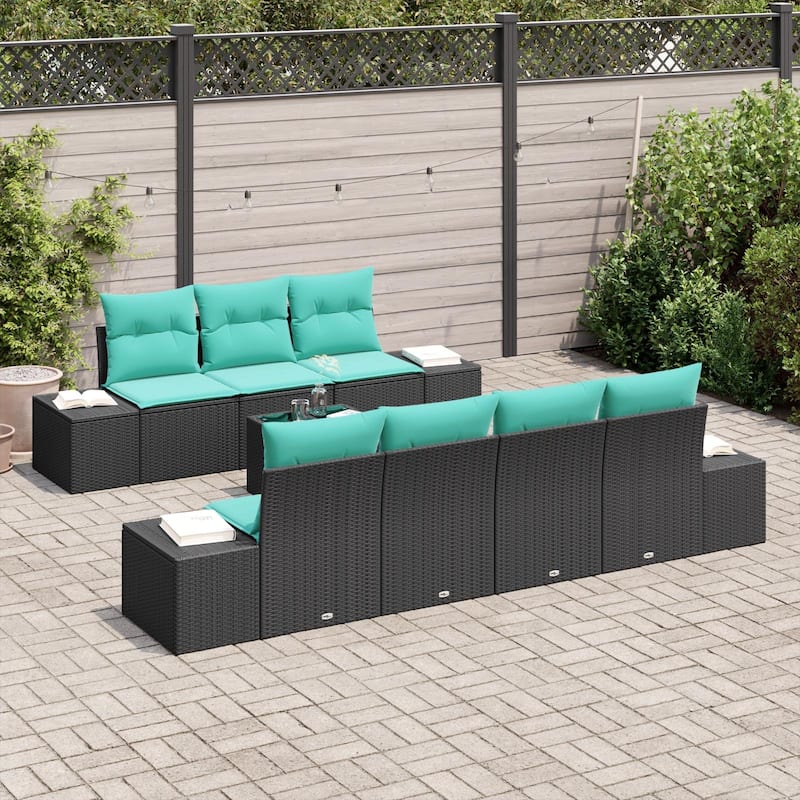 vidaXL 8 Piece Garden Sofa Set with Cushions - 115.7×24.4×27.2