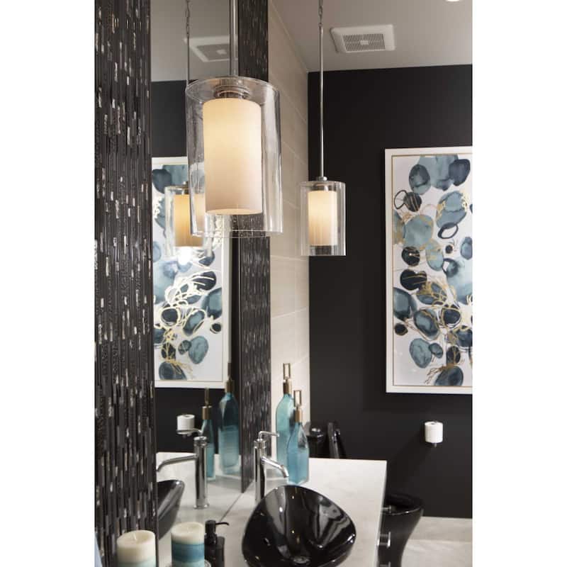 Progress Lighting Double Glass 8" Wide Mini Pendant with Frosted Inner