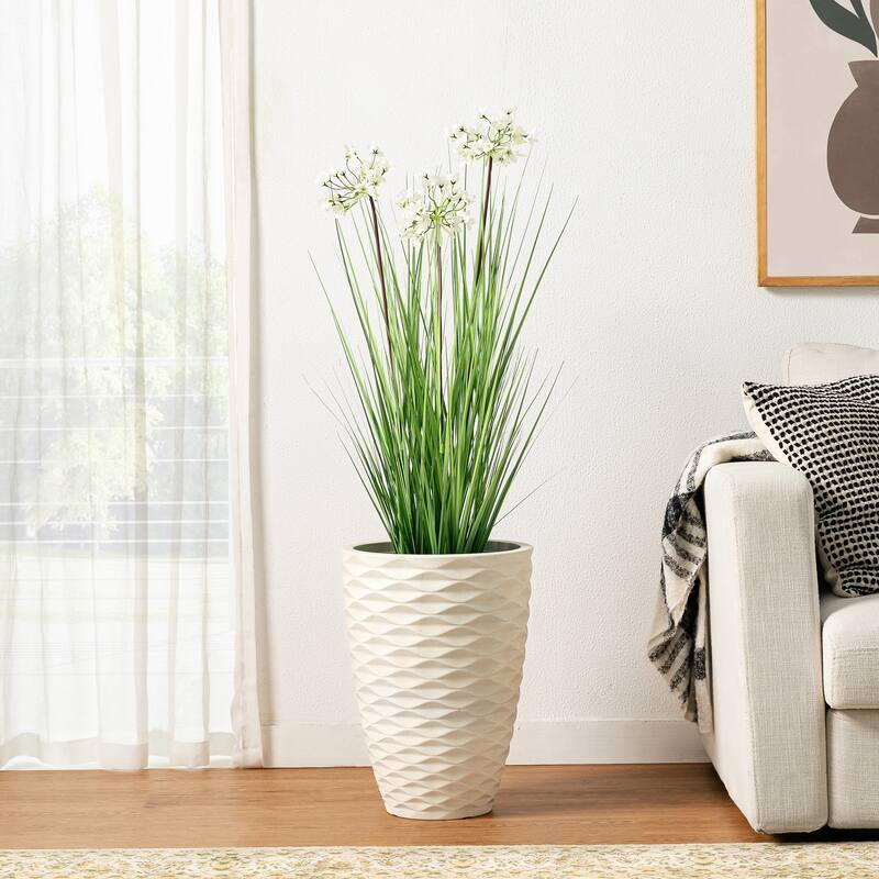 Glitzhome 3ft-6ft Set of 2 Artificial Olive Trees/ Bamboo/ Ficus with Ceramic Planters Real Touch