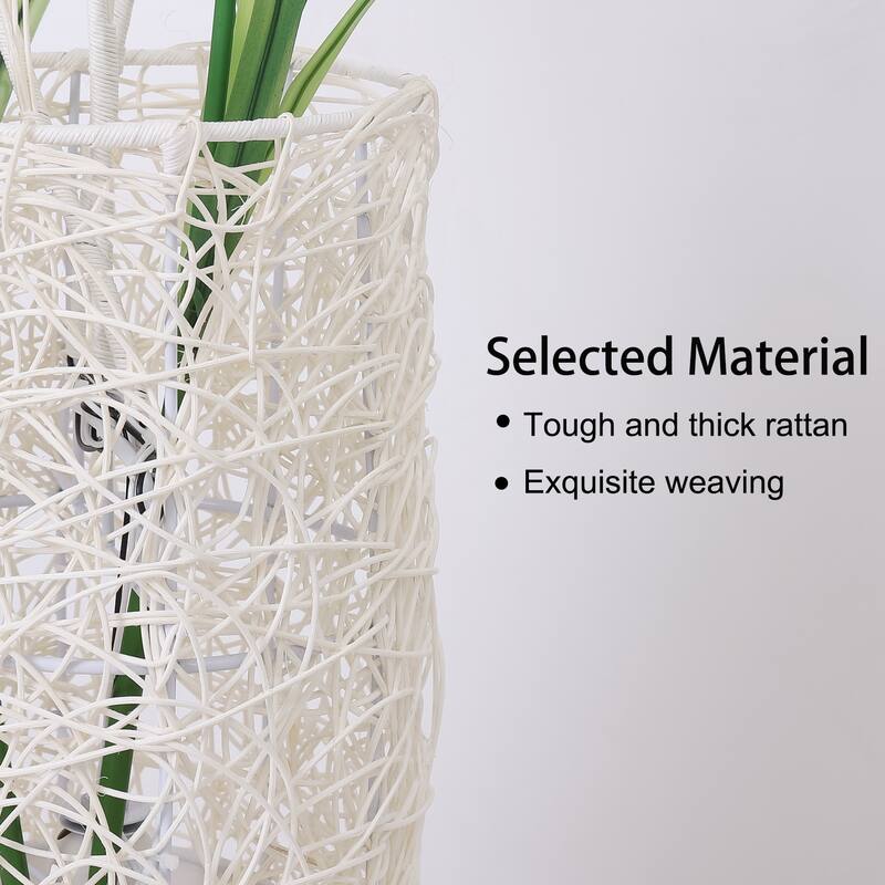 Modern Tree Lantern Creative Floor Lamp Hand-Woven Flower LED Light - 7.9” W x 42” H