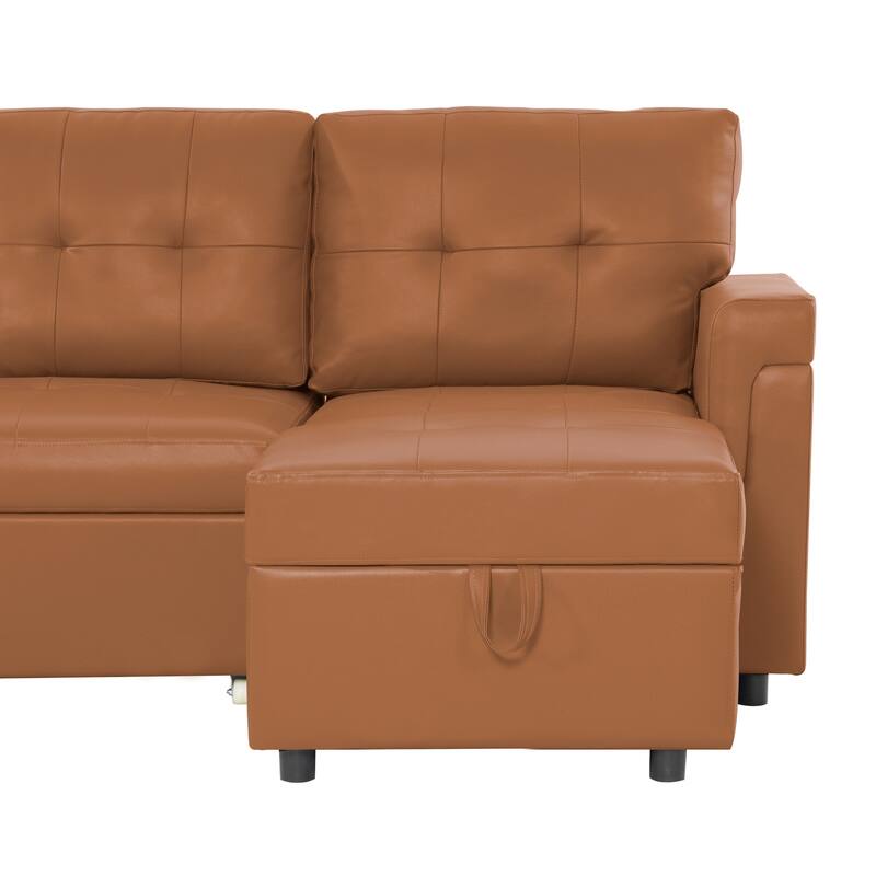Reversible L-Shape Sleeper Sectional Sofa with Storage, Modern Convertible Sofa Bed for Living Room