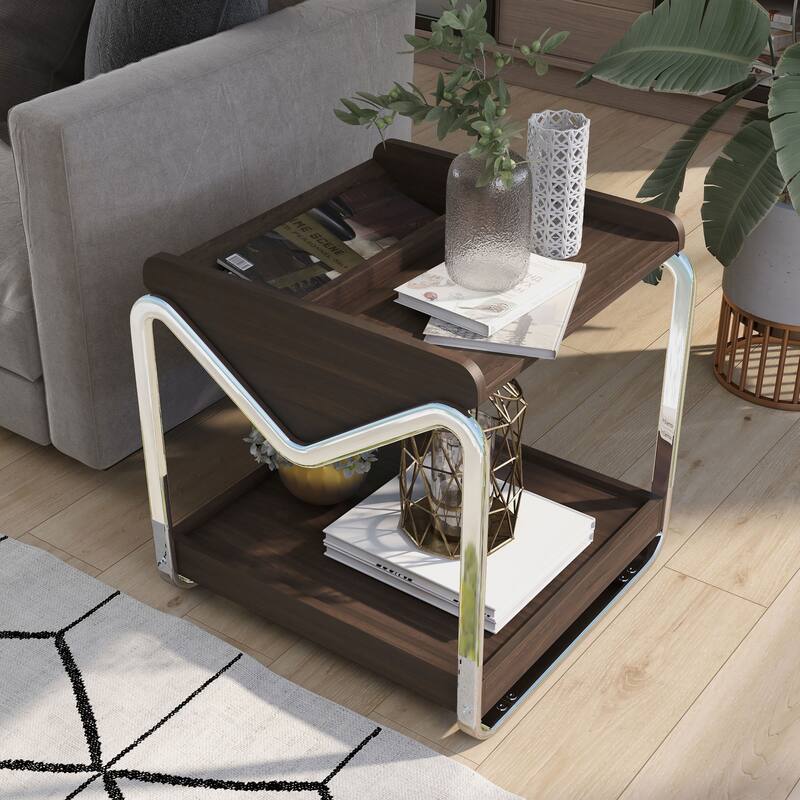 DH BASIC Contemporary 22-inch Metal 3-shelf End Table by Denhour
