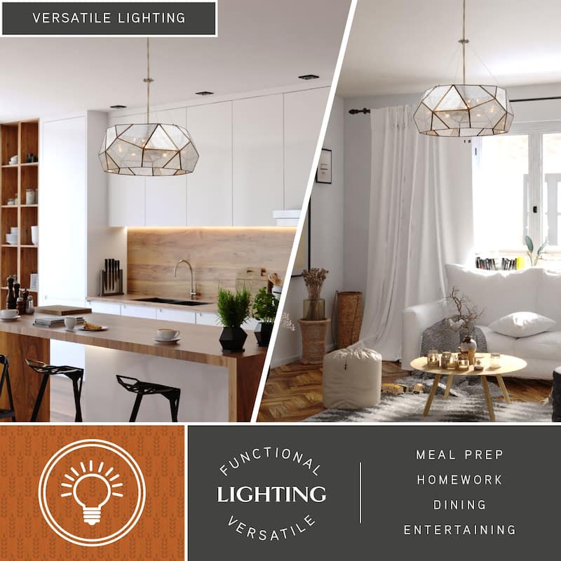 Euclid Mercury Glass/ Brass Mid-Century Modern Pendant Light