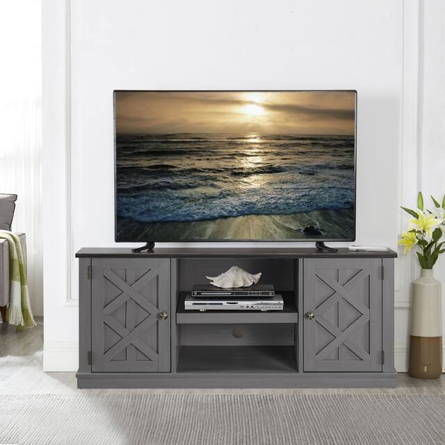 54" Faux Raw Wood TV Stand for 60" TVs - 54" in Width - Grey