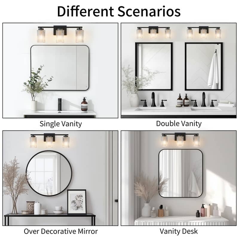 KAWOTI W22" 3-Light Ribbed Glass Bathroom Vanity