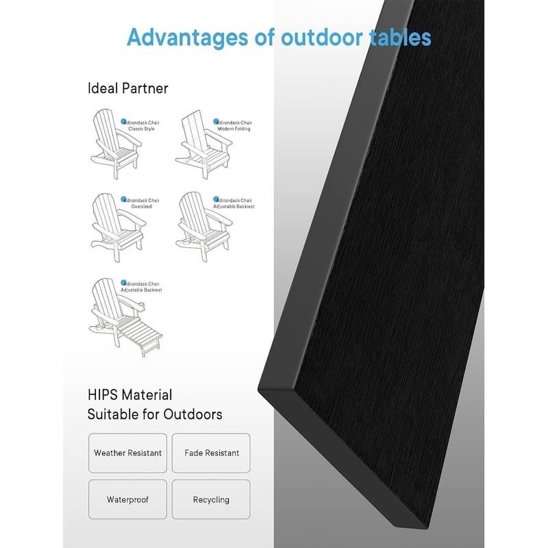 WINSOON All Weather HIPS Outdoor Side Tables 2-Tier Adirondack Tables End Tables 18inch