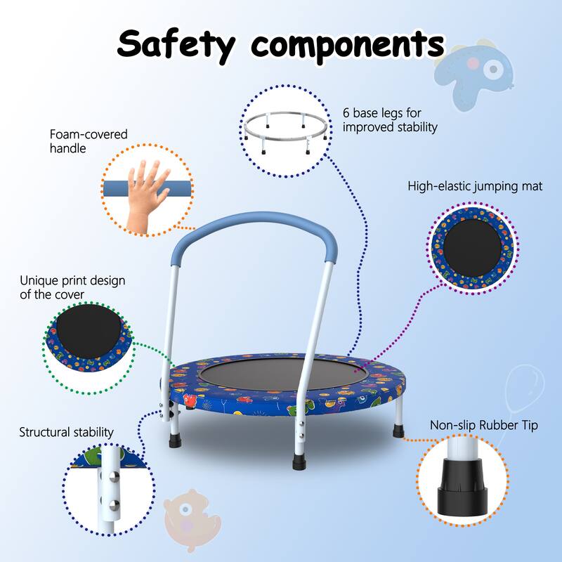 Anmytek 36 Inch Mini Trampoline with Handle for Kids
