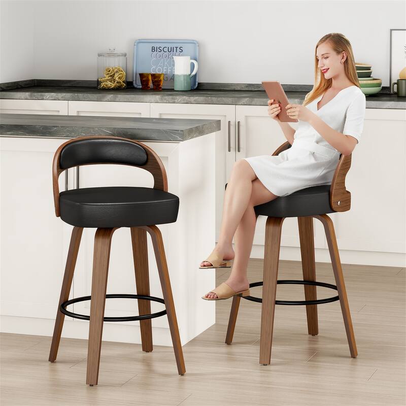 Set of 2 Swivel Counter Height Bar Stools for Kitchen Island