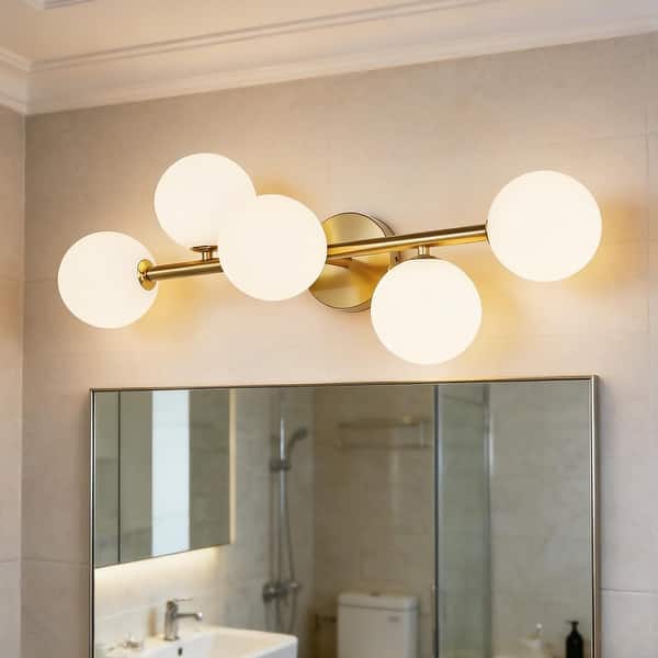 5-Light Modern Bathroom Wall Scones - 27 in - Bed Bath & Beyond - 44098268