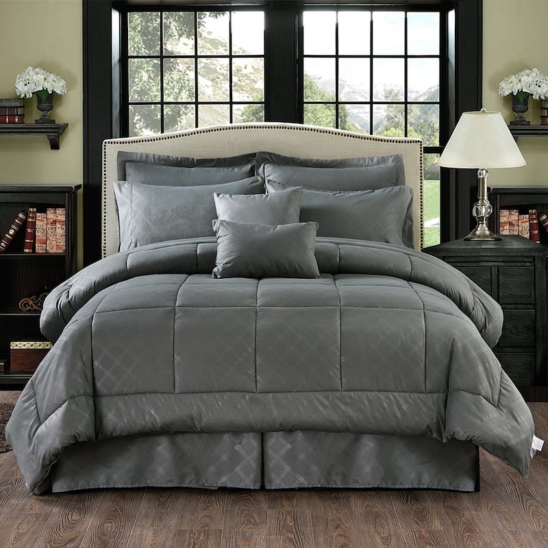 Gray Plaid Comforter Set