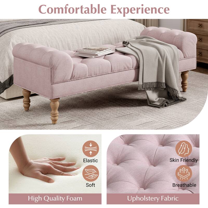 Christopher Knight Home - Wren Upholstered Tufted Bed Bench with Premium Foam and Diamond Button Detail