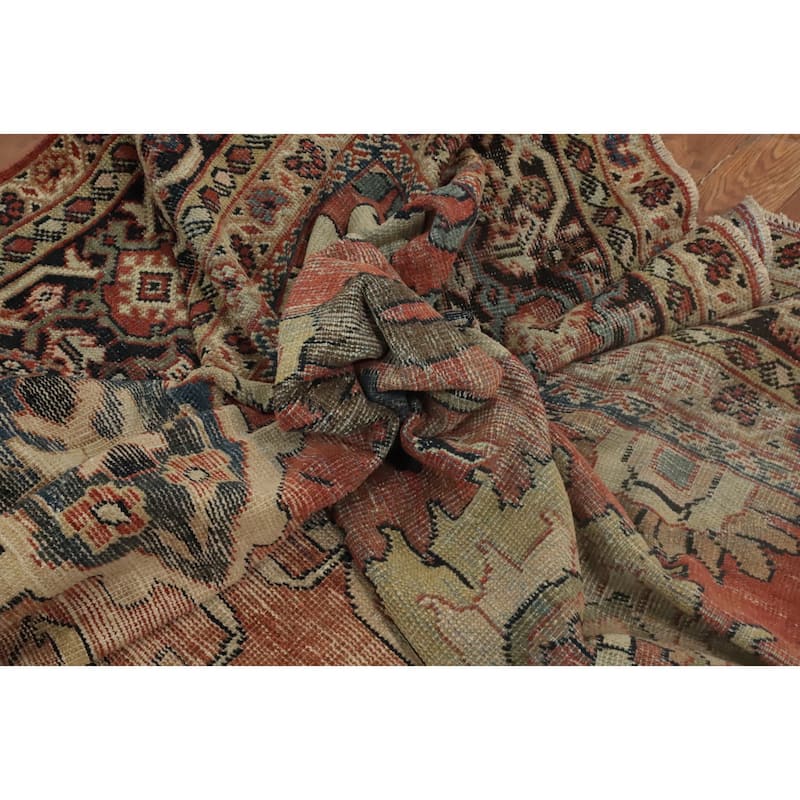 Hand Knotted Oriental 100% Wool Carpet Traditional Floral Oranges & Rust Sultanabad Area Rug - 12' 7'' X 9' 4''