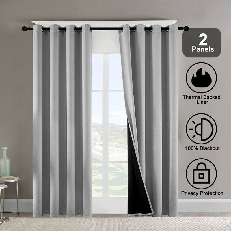 Pro Space Indoor Completely Blackout Curtain Grommets with Coating, 2 Panels