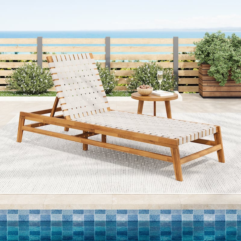 Christopher Knight Home - Benfield Outdoor Acacia Wood and Rope Chaise Lounge - Teak,White