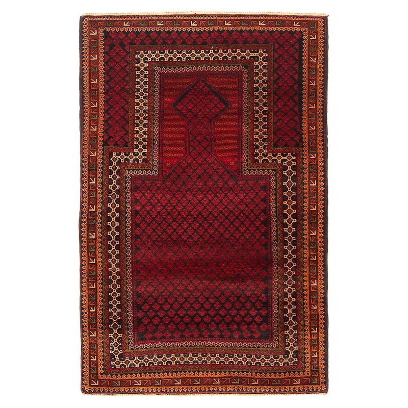 Teimani Red Rug 3'0" x 4'9" - 3'0 x 4'9 - Red - 3'0 x 4'9