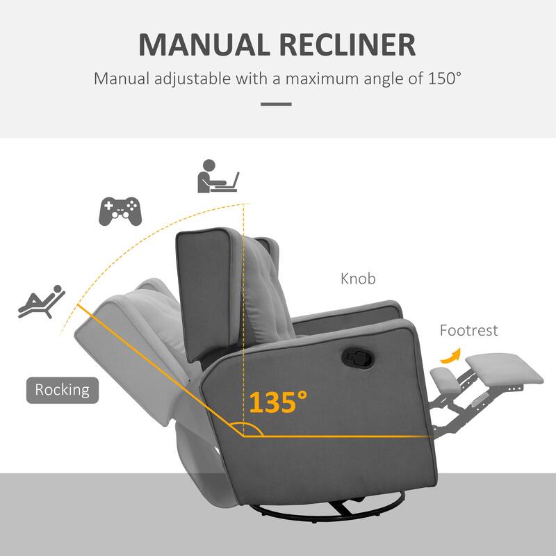 Wingback swivel recliner chair glider