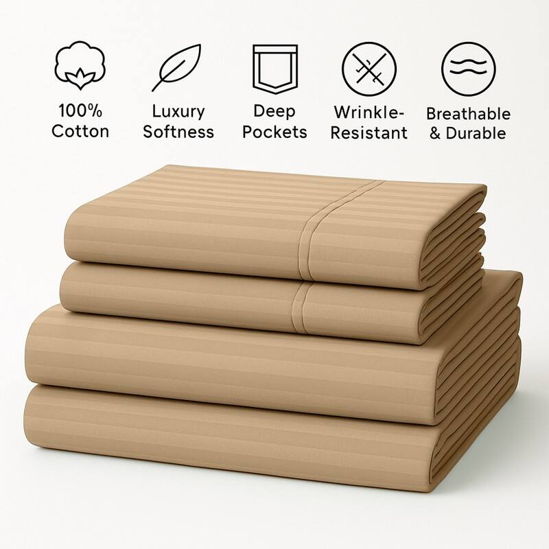 Premium Breathable Cotton Deep Pocket Sheet Set Hotel-Quality Comfort