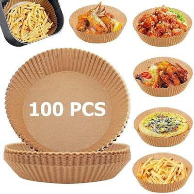 100 Pcs Disposable Air Fryer Paper Liners for Baking, Roasting, and Microwave - 6.5 Inch