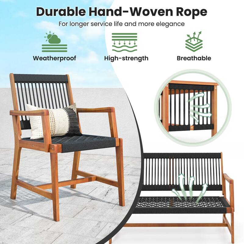 Costway Patio 4pcs Acacia Wood Conversation Table & Chair Set - See Details