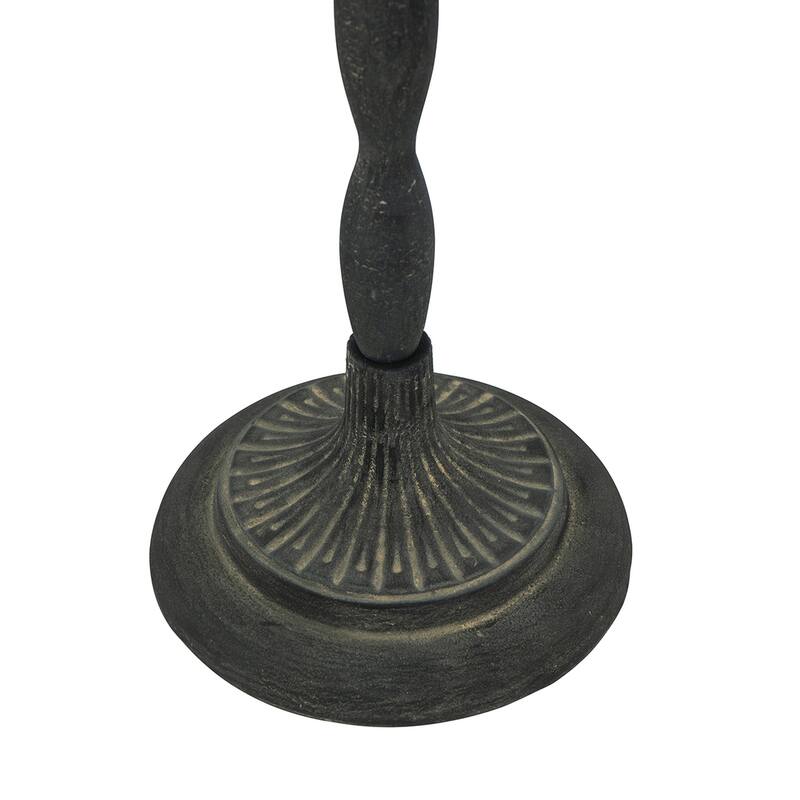 D10.5x25.5" Black Iron Side Table with Scalloped Brown Wooden Top