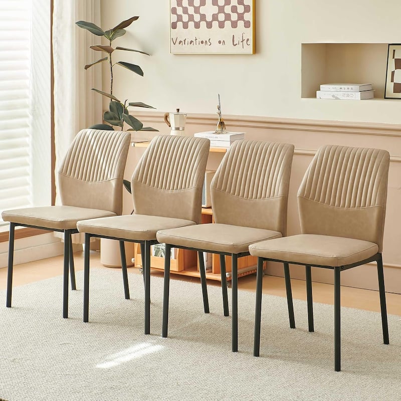 Howtai Upholstered Dining Chair Faux Leather,Metal Legs