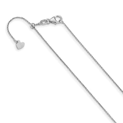 Curata Italian 14k White or Yellow Gold 1.0mm Adjustable Diamond Cut Cable Chain Necklace (22")(Lobster)