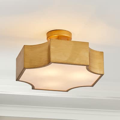 3-Light Modern Gold Semi-Flush Mount Ceiling Light