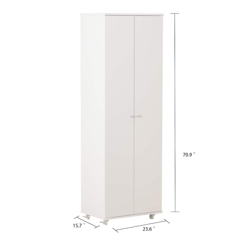 Kerrogee Tall Shoe Cabinet with Doors, 8-Tier Shoe Storage with Wheel - 15.7"W x 23.6"L x 70.9"H