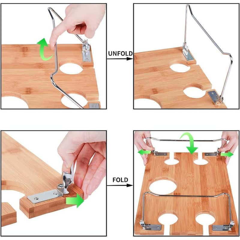 Portable Bamboo Wine Picnic Table Tray