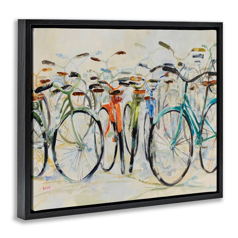 Stupell Abstract Expressive Bicycles Framed Floater Canvas Wall Art Design By Dusza