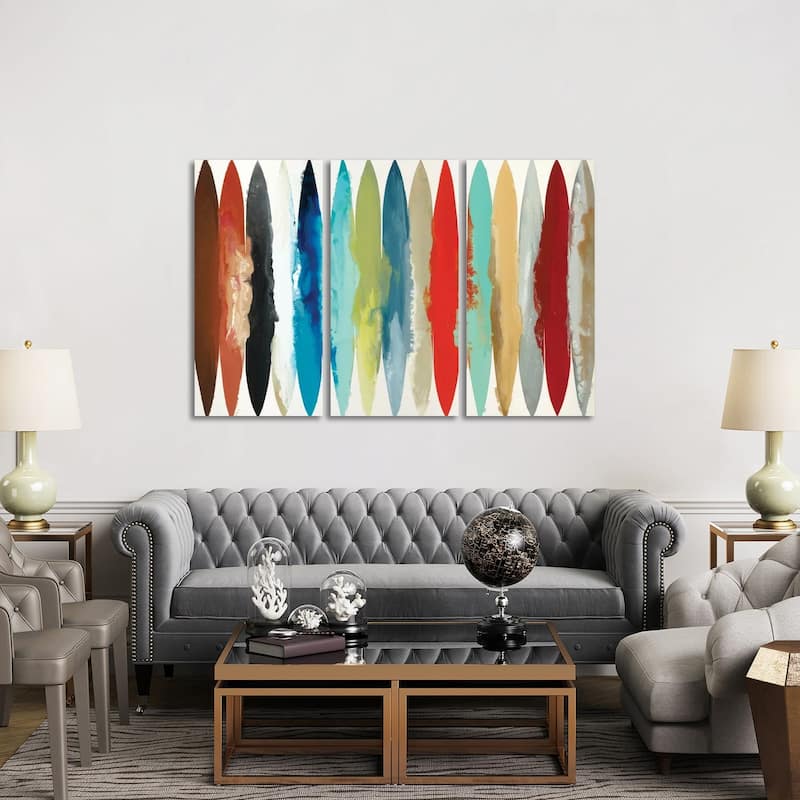 iCanvas "Flowing Motion I" by Randy Hibberd 3-Piece Canvas Wall Art Set - 40x60x1.5