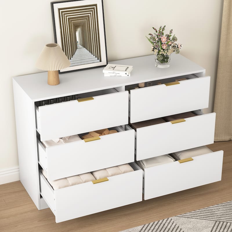 Simply Modern 6-Drawer Dresser, Chest of Drawers for Bedroom, Living Room, Hallway, and Entryway - Large Storage Cabinet