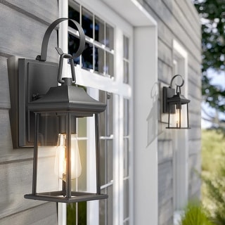 Outdoor Wall Lantern Sconce Black Finsh With Clear Glass - N/A
