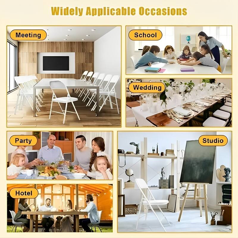 6 Pack Folding Chairs with Padded Seats for Outdoor & Indoor-White