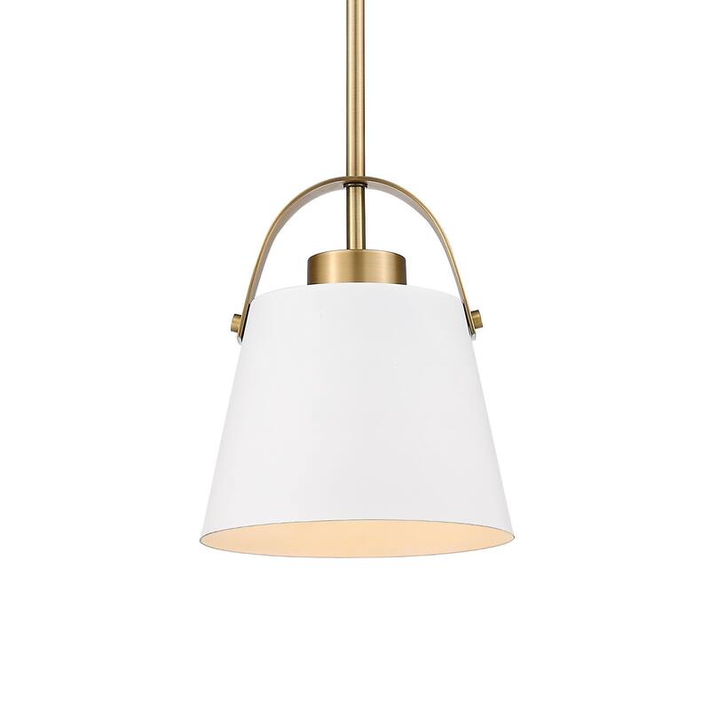 Roseto ZP31829 Carrillo 8" Wide Mini Pendant - Matte White / Heritage Brass
