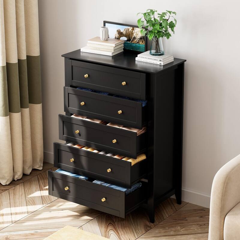 5/6 Drawer Dresser for Bedroom, Dresser with Deep Drawers & Metal Knobs, Modern Wooden Chests of Drawers