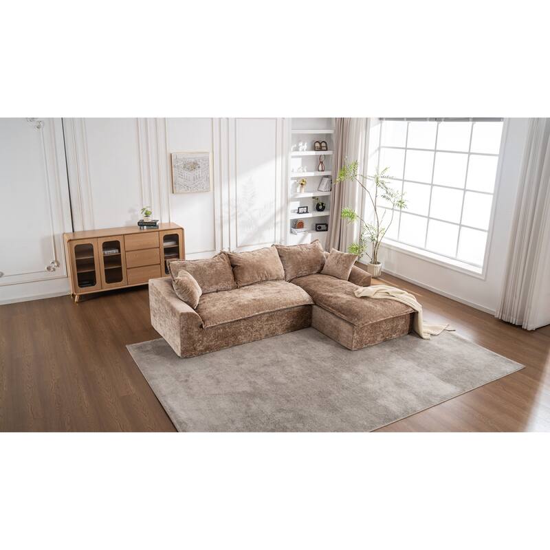 103" L-Shaped Cloud Sectional Sofa with Chaise, Upholstered Boneless Couches for Living Room, Modern Modular Chenille Sofa