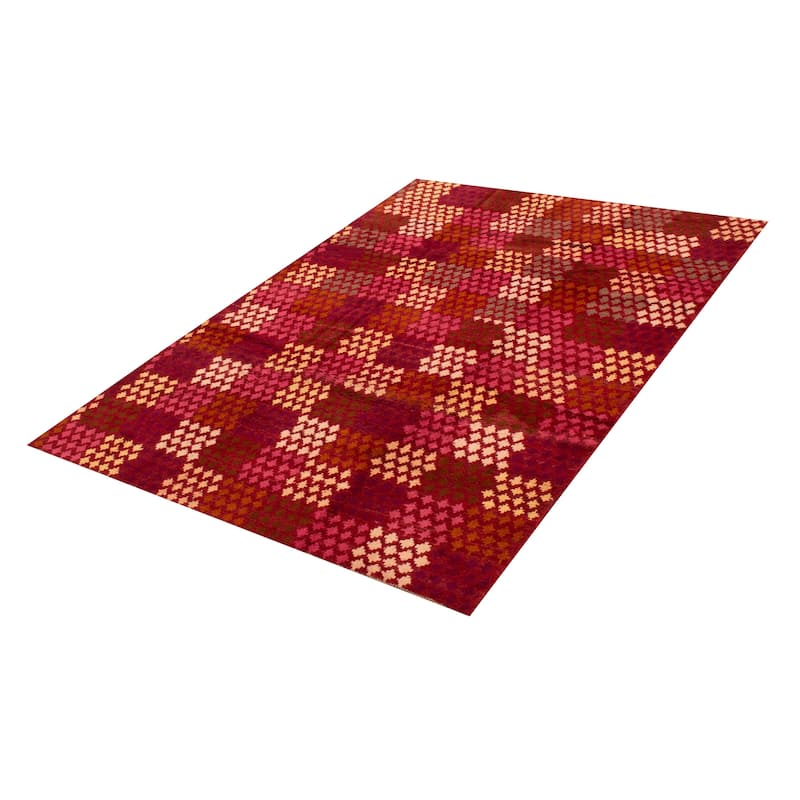 ECARPETGALLERY Hand-knotted Akhjah Red Wool Rug - 6'8 x 9'0