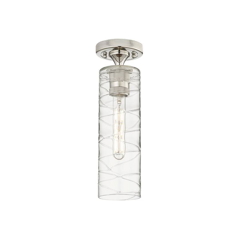 Innovations Lighting 434-1F-15-4 Crown Point Flush Crown Point 4" Wide - Polished Nickel / Deco Swirl